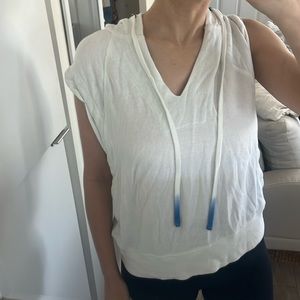 Splendid Sleeveless Holdie V Neck White Blue Grey Cut off SMALL Cotton